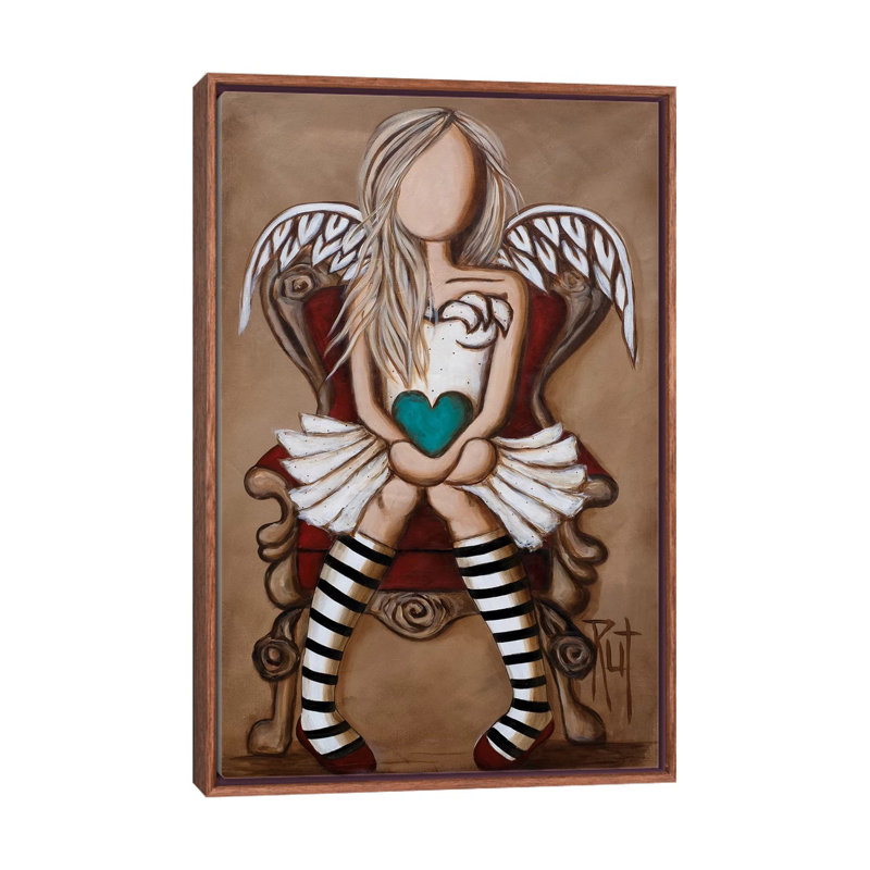 « Colette » par rut art Creations-impression d’art graphique, Toile avec cadre en bois brun classique, Pas de tapis
