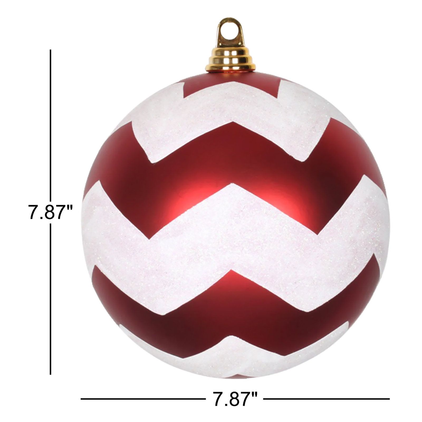 Shatterproof Bauble, Red / White, 7.87" H x 7.87" W x 8.27" D