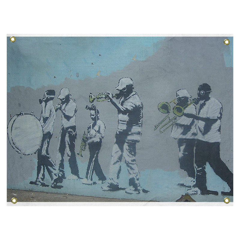 Tapisserie de ruban en polyester de musiciens, H 59 po x l 80 po x P 1 po