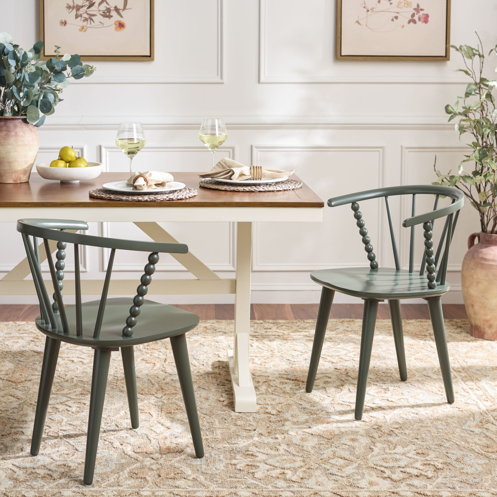 Condrey Curved Back Dining Armchair, Dusty Green