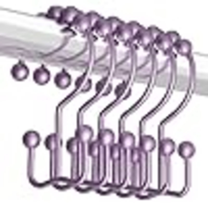 Anneaux de crochets de rideau de douche, crochets de douche à double glissement en métal résistant à la rouille pour tringles de salle de bain, ensemble de 12 crochets