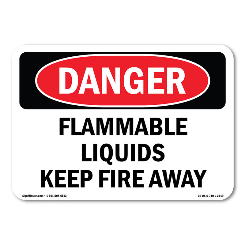 Adhésif décoratif 5 pi x 3,5 po Flammable Liquids Keep Fire Away
