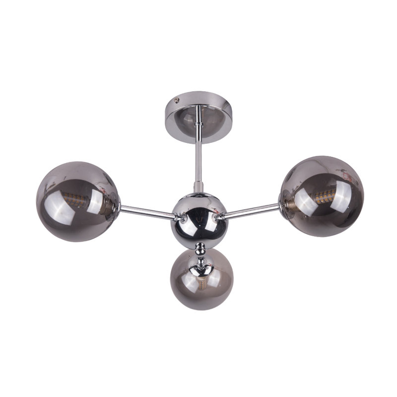 Rambrij Glass Semi Flush Mount, Polished Chrome