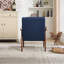 Solid Wood Accent Chair with Tufted Seat, Mid-Century Armchair with Curved Armrests, Reading Chair-1813400088