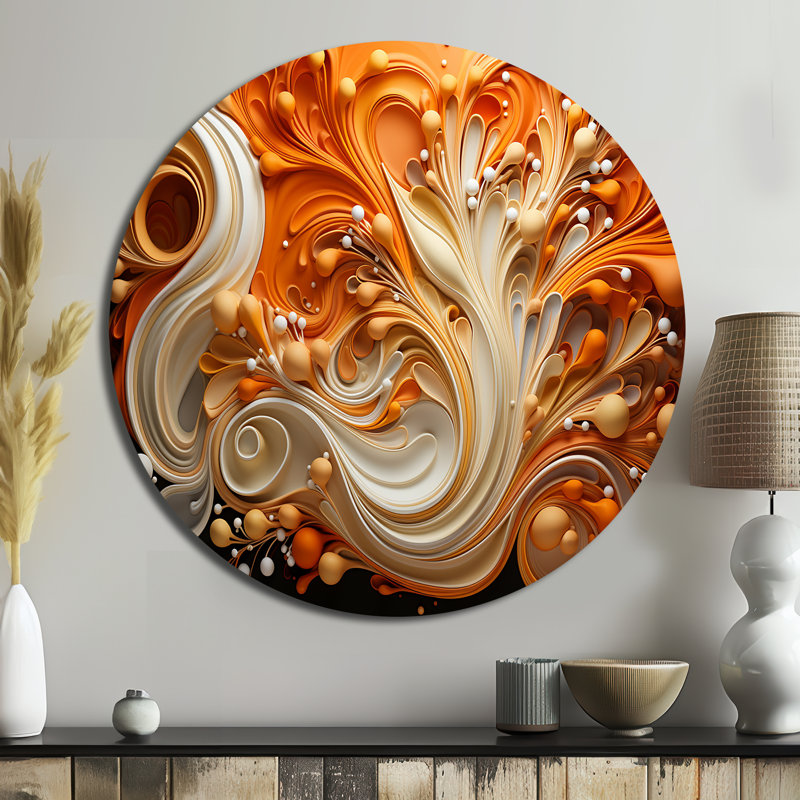 Goujon - Art abstrait rond en métal, H 29 po x l 29 po