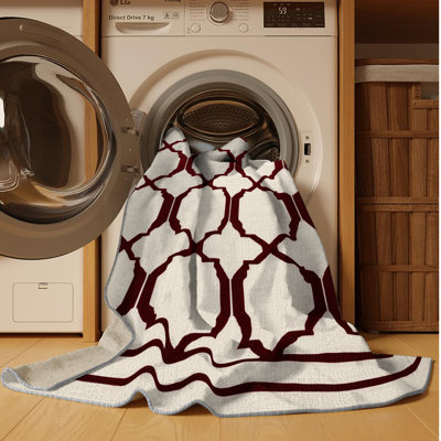 Machine Washable Trellis Grey Area Rug