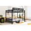 Grand lit superposé en métal noir avec tablette de rangement, pour adultes, structure stable, surface enduite, limite inférieure de 600 lb en noir, garde, lattes