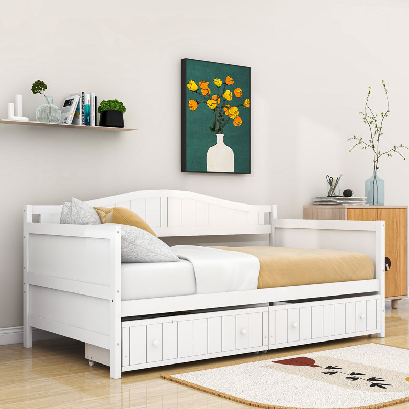 Twin Size Daybed with 2 Drawers, White