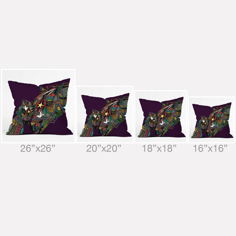 Coussin extérieur Sharon Turner, Mauve / vert / bleu / orange / rouge / rose / chev, Carré 26 po