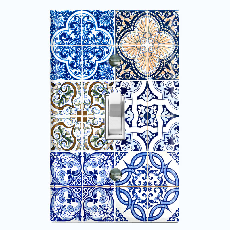 Plaque murale d'interrupteur à bascule Elegant Blue Tile Patch