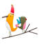 Figurine de jardin bonhomme de neige et oiseaux