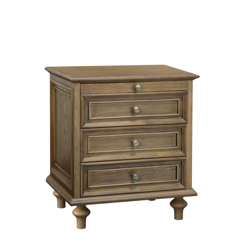 Table de chevet avec plateau coulissant Oberon, Marron clair, 1