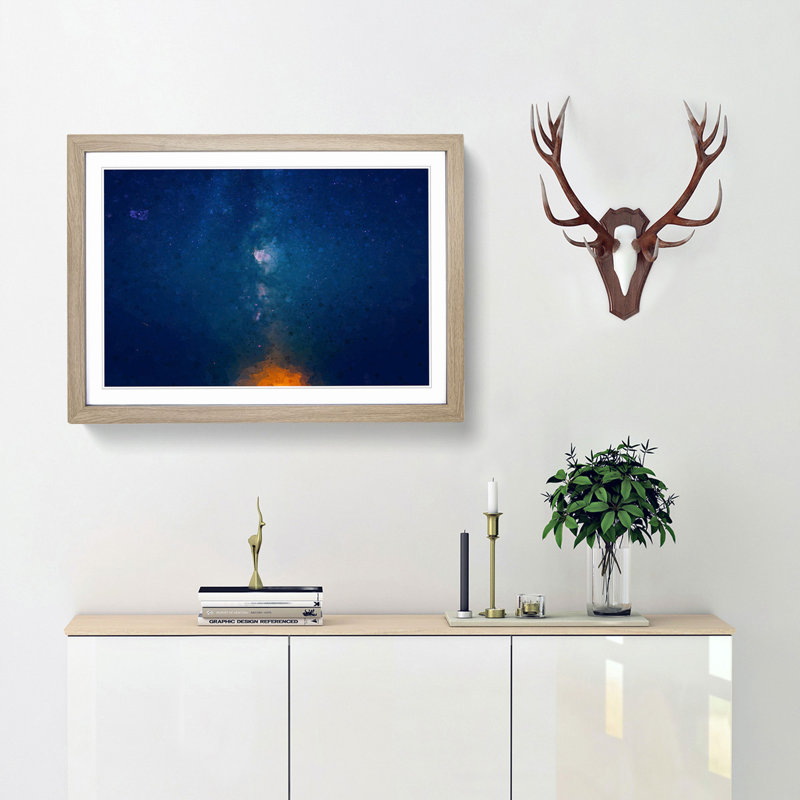 The Stars at Night in Abstract - Framed Print, Oak, 35cm H x 50cm W x 2cm D