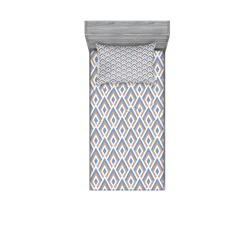Ensemble de draps géométriques à répétition classique, Ensemble de draps pour lit simple avec drap-housse
