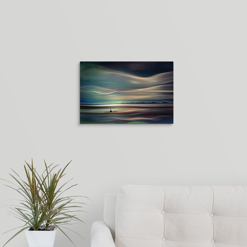 " Orcas " by Ursula Abresch, 12" H x 18" W x 1.5" D