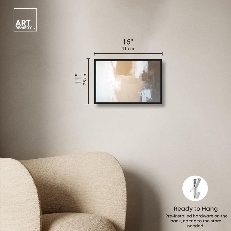 «Solace in Softness II», toile abstraite texturée par Art Remedy, 11'' H x 16'' W, Cadre flottant noir