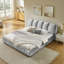 Structure de lit tapissier très grand, style minimaliste moderne avec tête de lit éponge compressée dodue, velours brillant et support de pieds robuste, matelas non inclus - gris-130811322-130811318