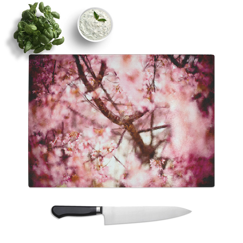 Cherry Blossom Flowers Vol.4 Painting Chopping Board, 0.4cm H x 20cm W x 28.5cm L