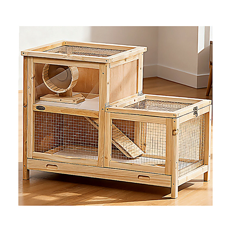 Cage à hamster en bois à 2 niveaux