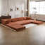 Canapé à compression Mahjong, canapé-lit convertible au sol, canapé modulaire modulaire désossé DIY, aucun assemblage requis, tissu polaire circulaire, surdimensionné à 4 places avec 1 repose-pieds, orange-609351969