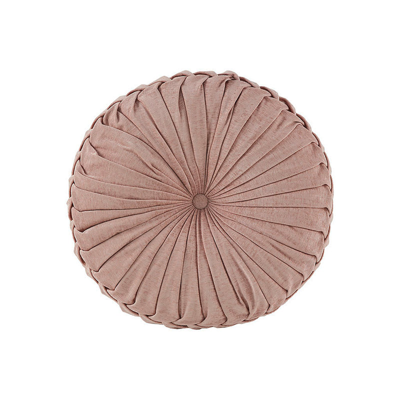 Coussin de sol rond en poly chenille, Rosé