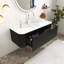 Ensemble de meuble-lavabo mural 48 po noir avec lavabo rond blanc en céramique pré-assemblé-1028107444