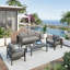 4-Piece Modern Aluminum Patio Conversation Set,  4-Seat Outdoor Sofa With  Thick Dark Gray Cushions & Gray Frame And Coffee Table