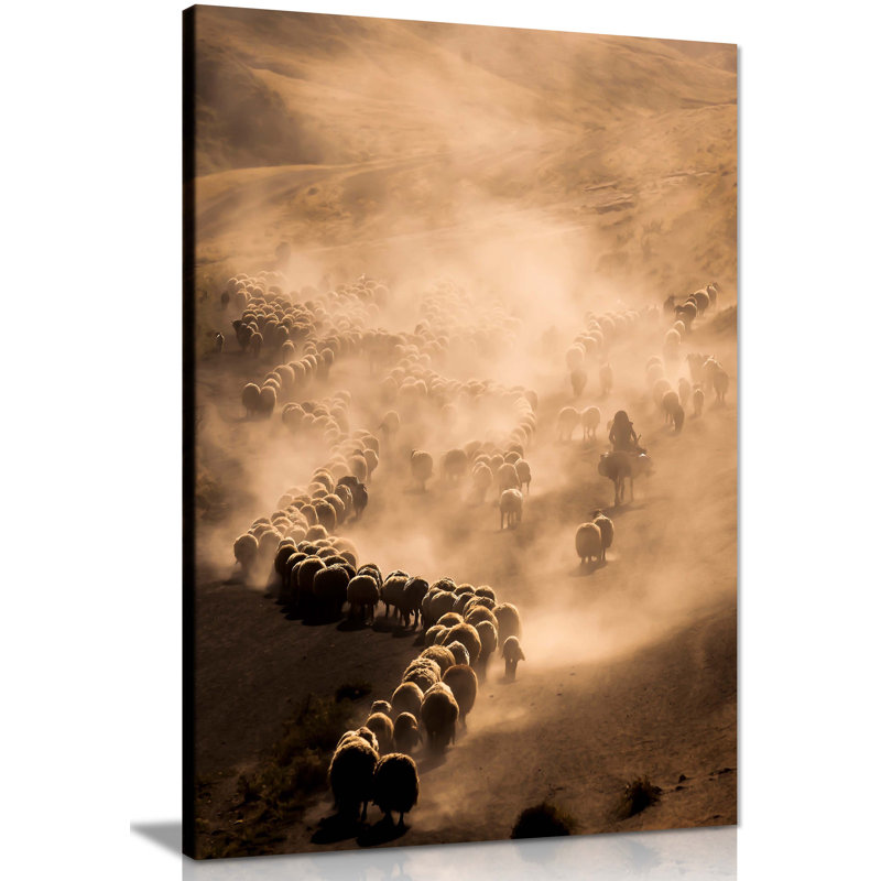 Shepherd Herd Down The Misty Fields - Wrapped Canvas Art Prints, 31cm H x 20cm W