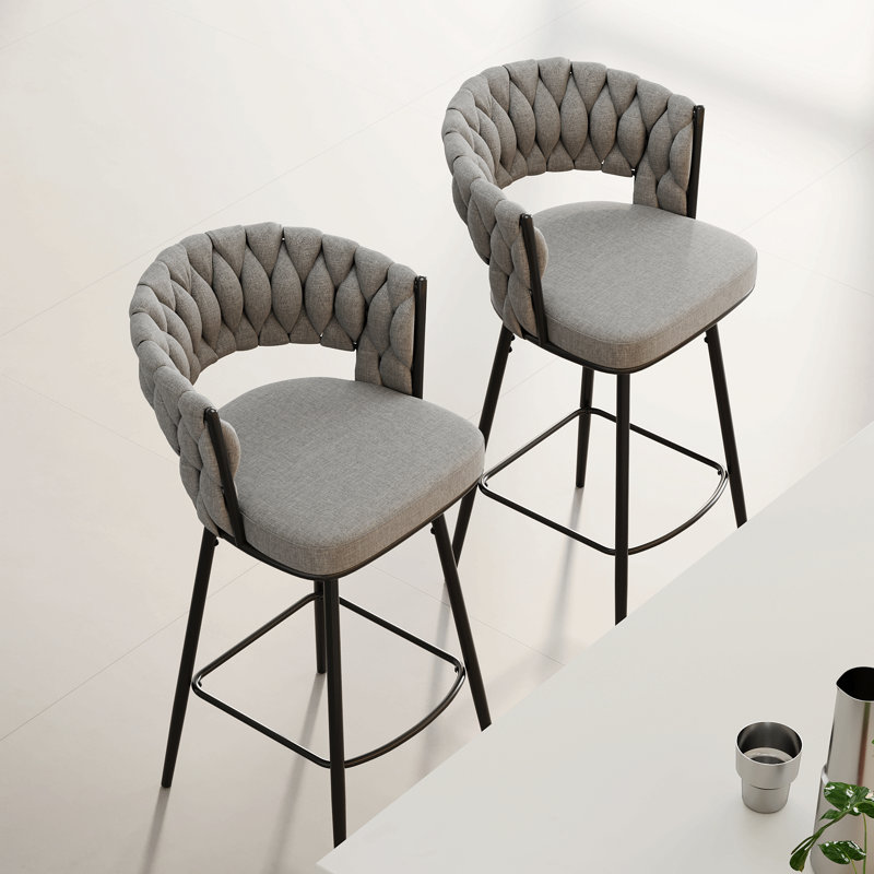 Ensemble de 2 chaises de bar pivotantes à 360 °, équipées d'un tabouret de comptoir à dossier moelleux et d'une chaise de cuisine de luxe moderne à pieds en métal