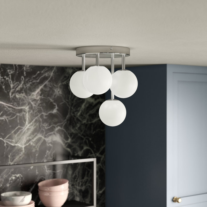 Megallan 4 Light Semi Flush Mount, Polished Chrome