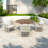 5-piece Patio Dining Table Set Included 1 Extendable Coffee Table, 4 Rattan Arm Chairs With Cushions And Iron Frame