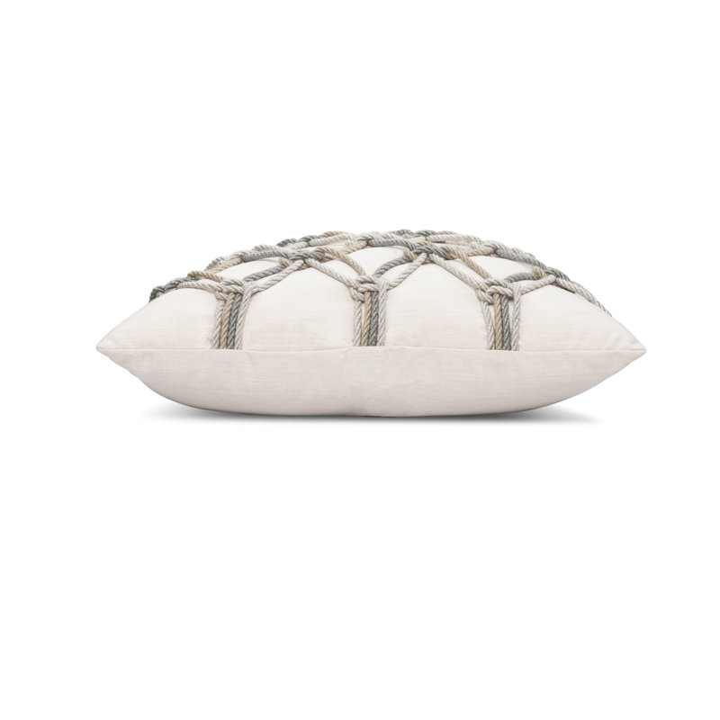 Rope Sunbrella® Square Indoor/Outdoor Throw Pillow Cover & Insert by Elaine Smith, Grigio