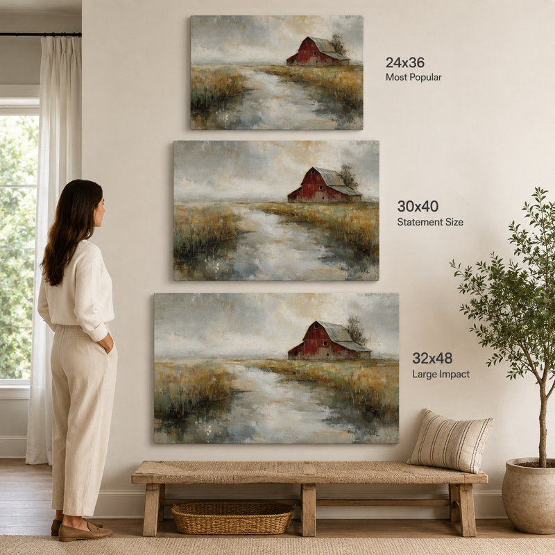 «Quiet Return - Farmhouse Meadow Path», art mural sur toile tendue, 30"H x 40"W x 1.5"D