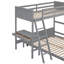 Lits simples superposés sur lit double avec bureau et tiroirs, lit mezzanine simple en bois avec cadre de lit plateforme double amovible, lit superposé avec échelle