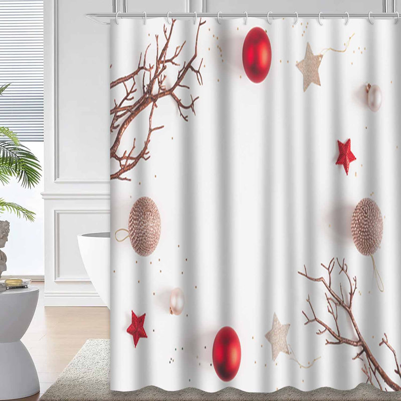 Rideau de douche blanc imperméable, rideaux de douche pour la salle de bain avec 12 crochets, 72" L x 78" W