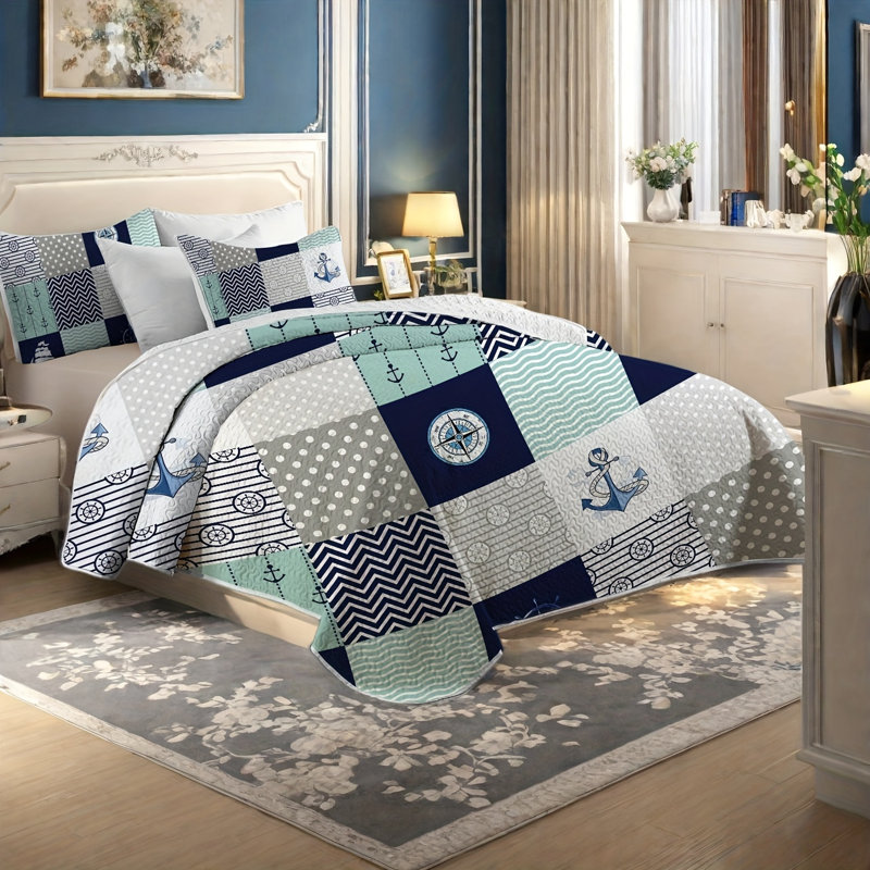 3 Pieces Full/queen/king Size Machine Washable Quilt Set, Reversible Bedspread Coverlet, All Seasons, Rustic Quilted Blanket Bedding Sets With Pillow Shams, Modern Style Thin Comforter, 2 Pieces Twin Quilt Set
