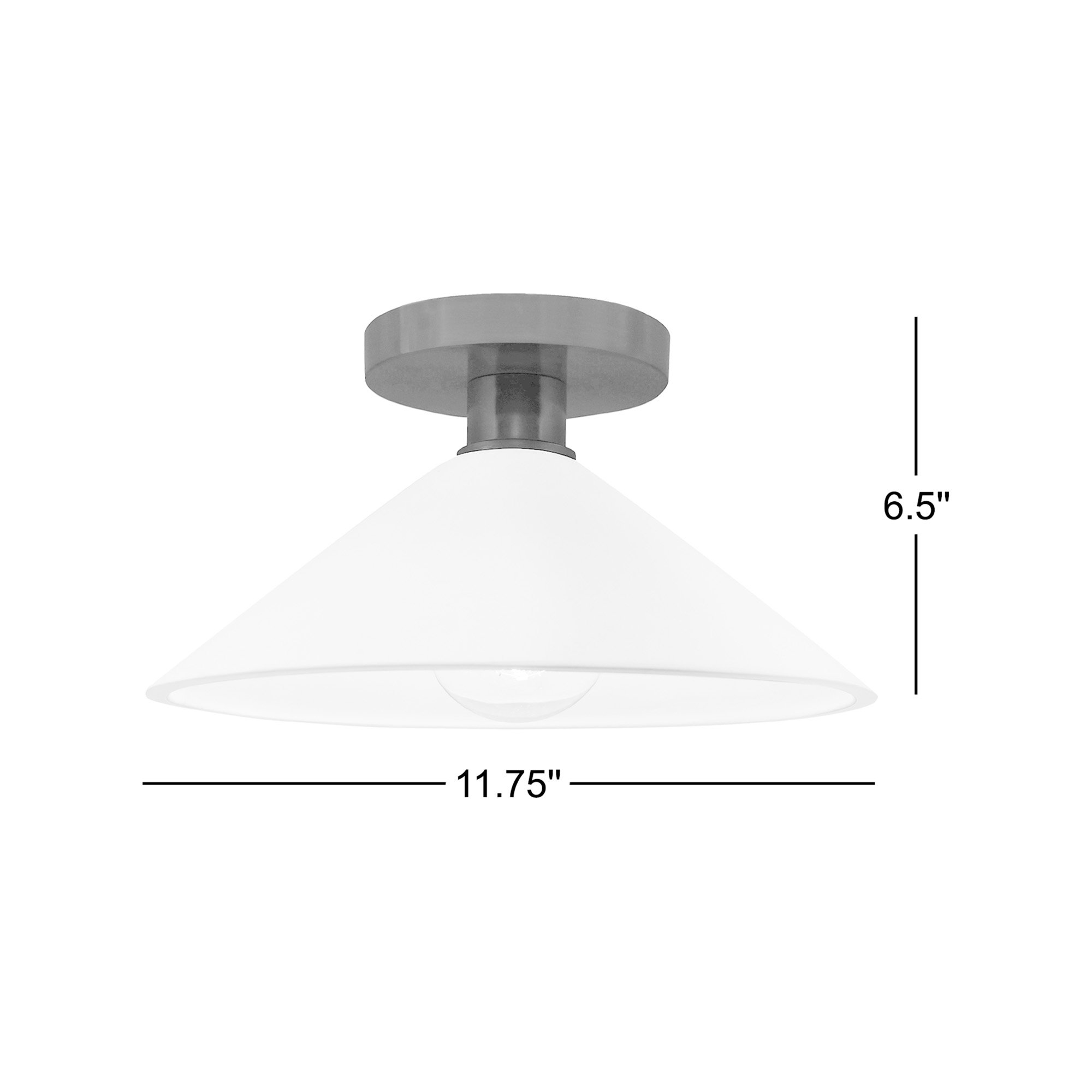 Single Light Ceramic Semi Flush Mount, Adobe, Brushed Nickel, Incandescent (Not Included)