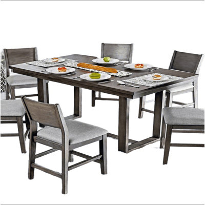 Contemporary Gray 1pc Counter Height Dining Table Solid wood Center Support Beam Table Dining Room Furniture
