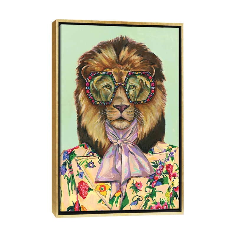 «Lion» par Heather Perry, impression sur toile tendue, H 60 po x l 40po x P 1,5 po, Encadrement doré