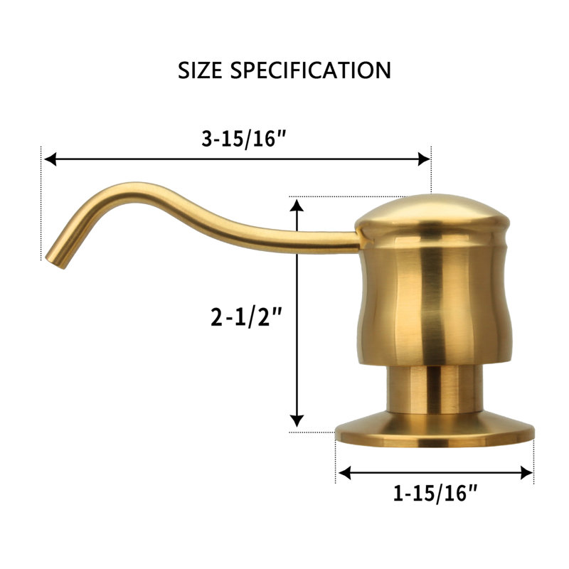 Brushed Gold Brass Kitchen Sink Soap Dispenser