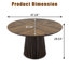 Table de salle à manger ronde de 120 cm (47,24 po), table ovale moderne en placage de bois avec pied cannelé, table pour 4 personnes pour la cuisine et la salle à manger-1831688146
