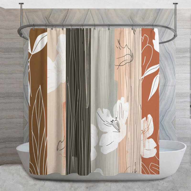 Rideau de douche Nature scène - Décoration de salle de bain abstraite, H 83 po x l 70 po