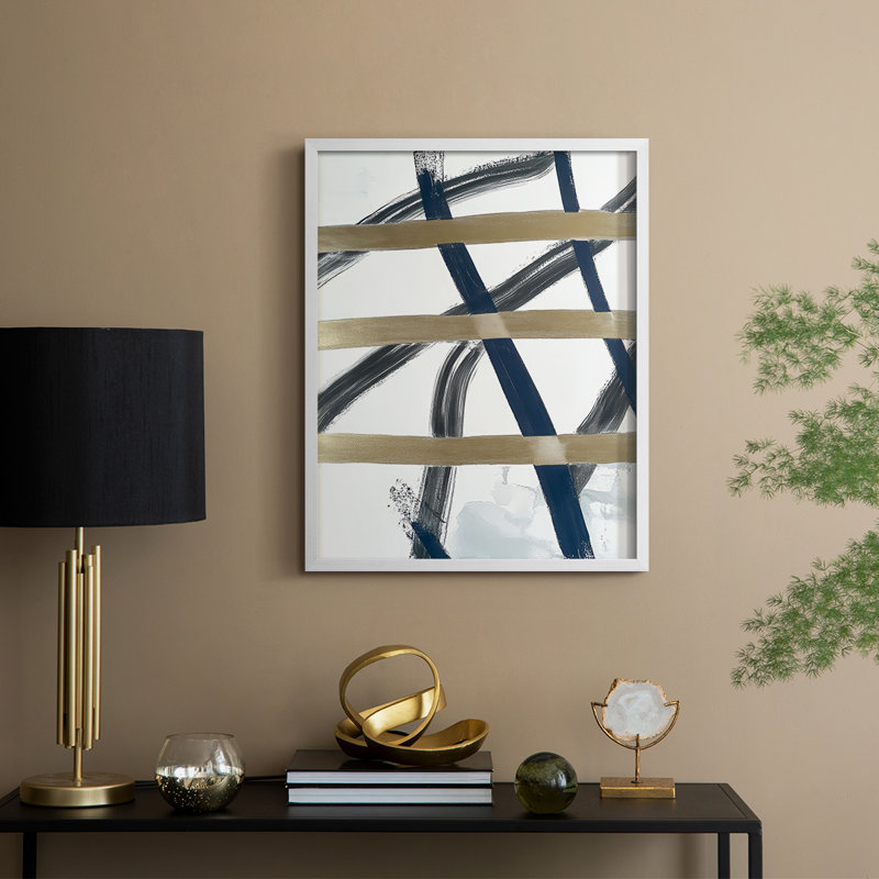 Reproduction encadrée abstraite L III - prête à être suspendue - fabriquée aux États-Unis, H 20 po x l 16 po, Blanc