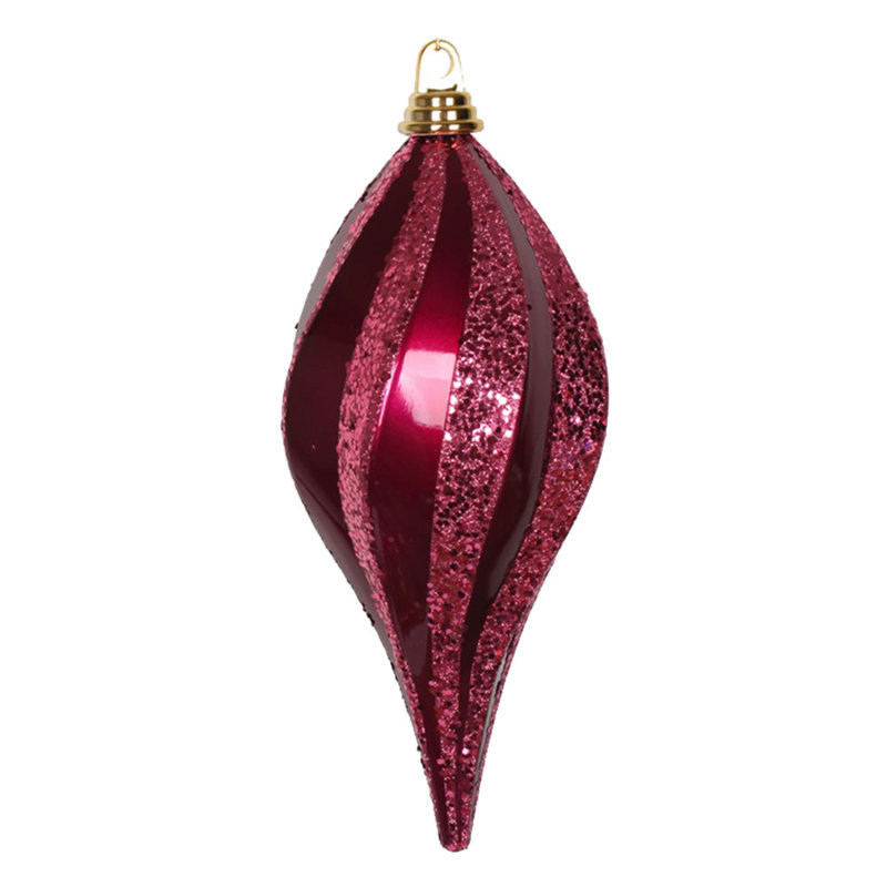 Ornement en forme de bonbon scintillant, H 12 po x l 6 po x P 6 po, Fuchsia