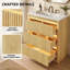 Meuble-lavabo cannelé de 76 cm avec lavabo en céramique, armoire de rangement simple à 3 tiroirs et éclairage DEL-1108708682-1108708693