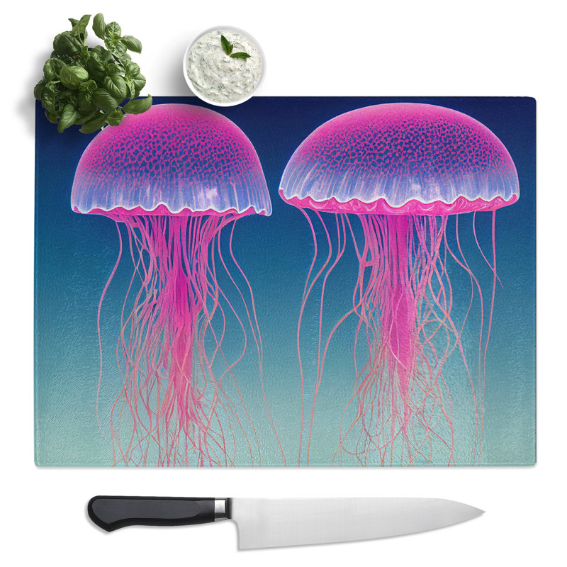 Jellyfish Art Vol.7  Glass Chopping Board