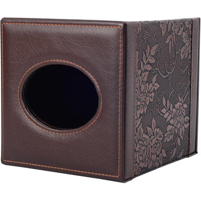 Tissue Box Cover Square,Modern Leather Tissue Box Holder For Napkin Facial Paper Organizer Bottom With Magnet Reinforcement For Home/Hotel/Restaurant/Office/Car/Living Room(Retro)