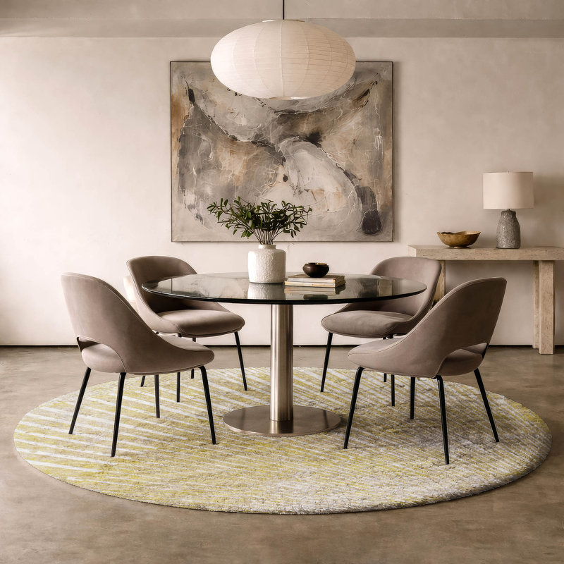 Premium Machine Washable Dream Shag ADS542 Fan-Like Rug, Wheat, 8' Round