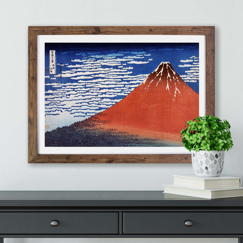 South Wind Clear Sky by Katsushika Hokusai - Framed Print, Walnut, 45cm H x 63cm W x 2cm D