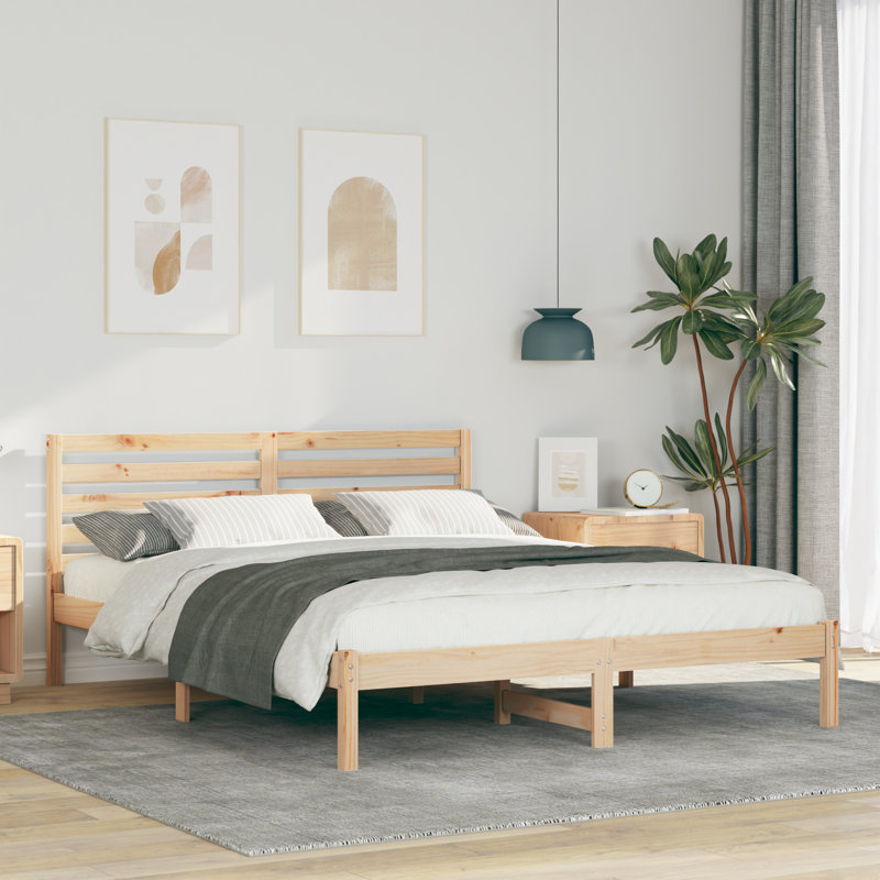 Solid Wood Bed, Brown, European Kingsize (160 x 200 cm)